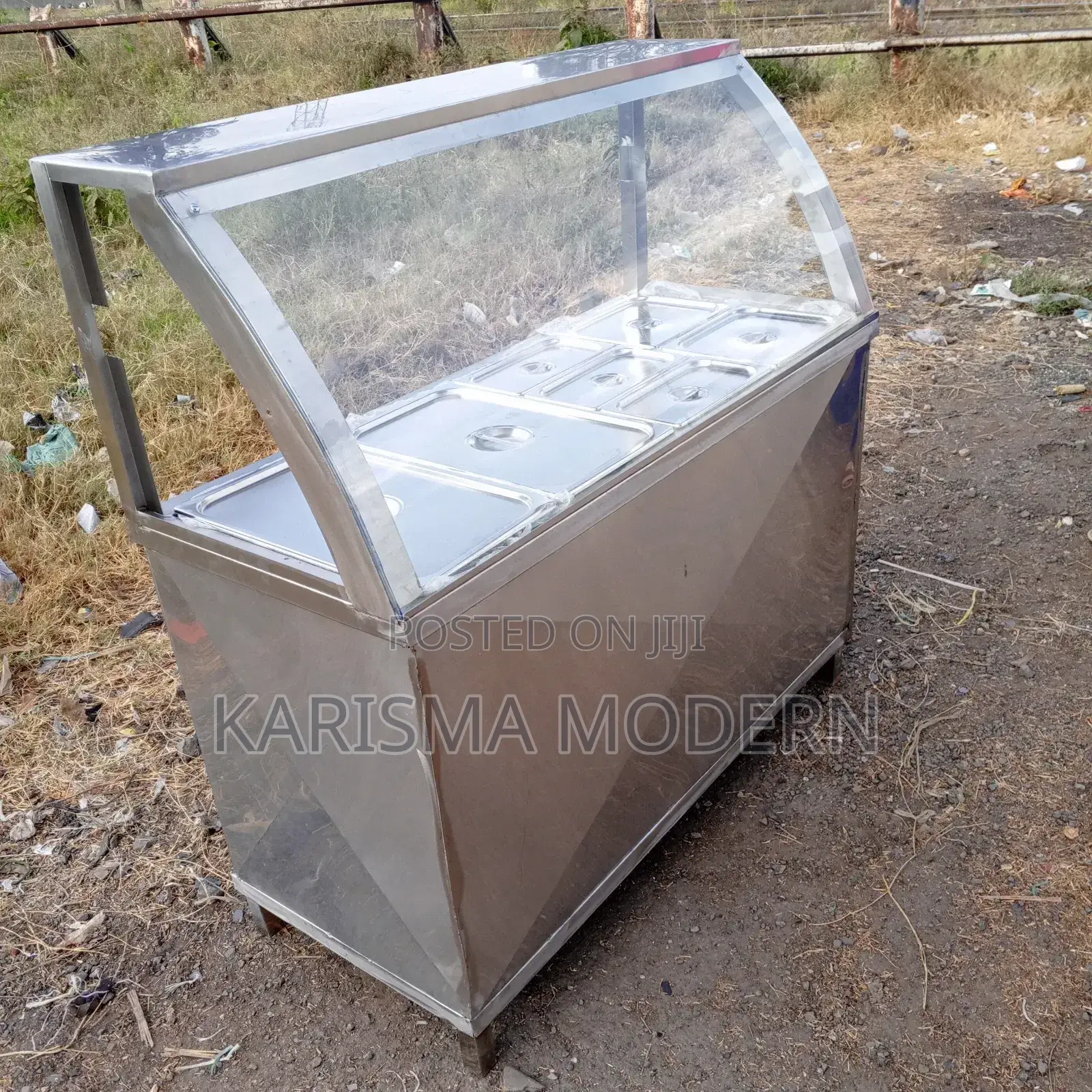 Modernized Stainless Steel Curved Glass Food Warmers