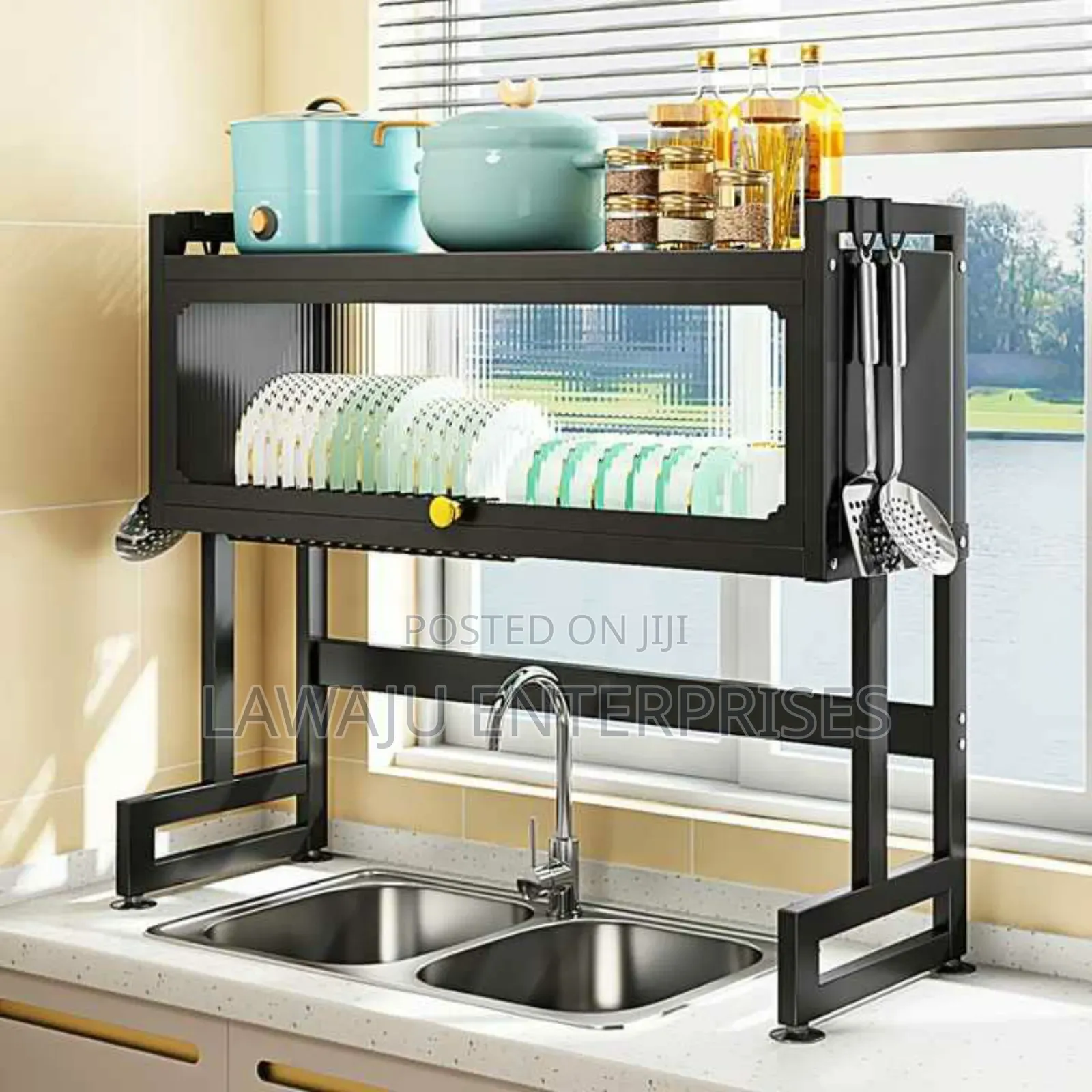 Black Carbon Steel Over the Sink Dish Drainer