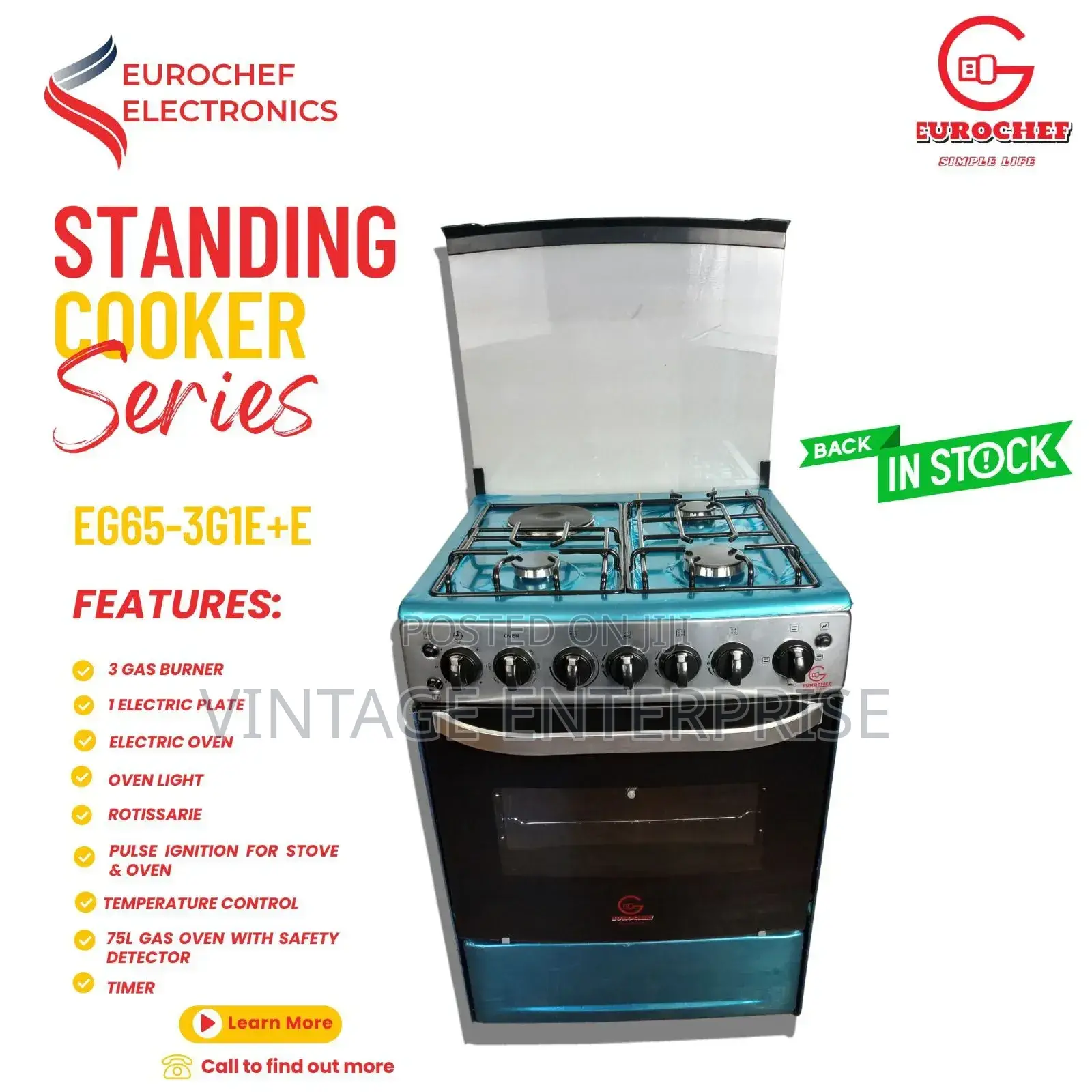 3+1 Eurochef (60*60) Standing Cooker