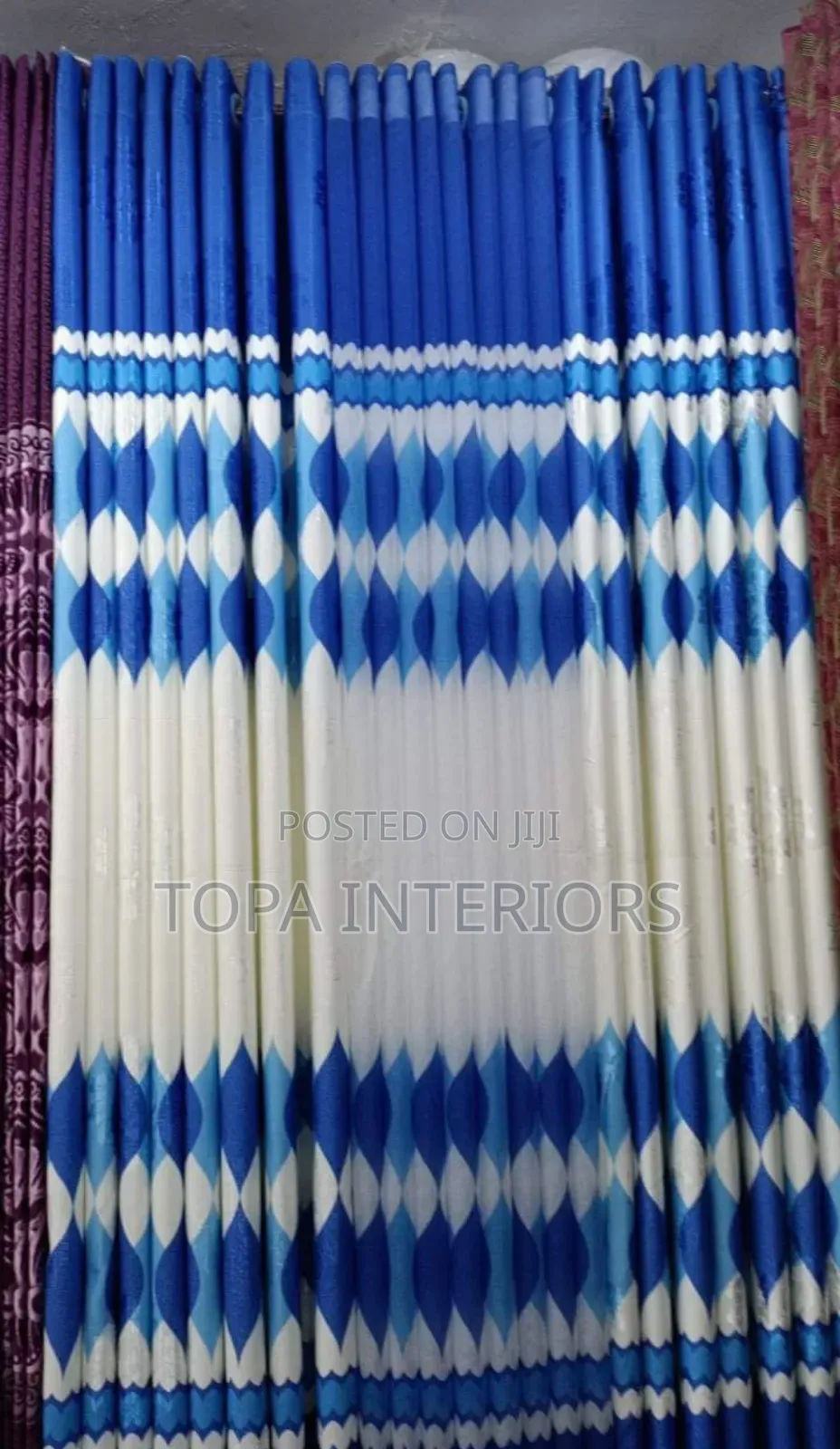 Blue House Decoration Drapery Window Curtains