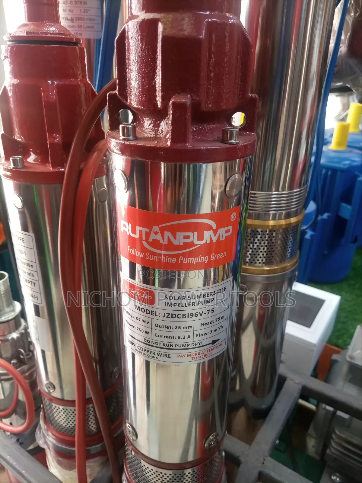 Rutan 96v Solar Submersible Water Pump 75m 750watts