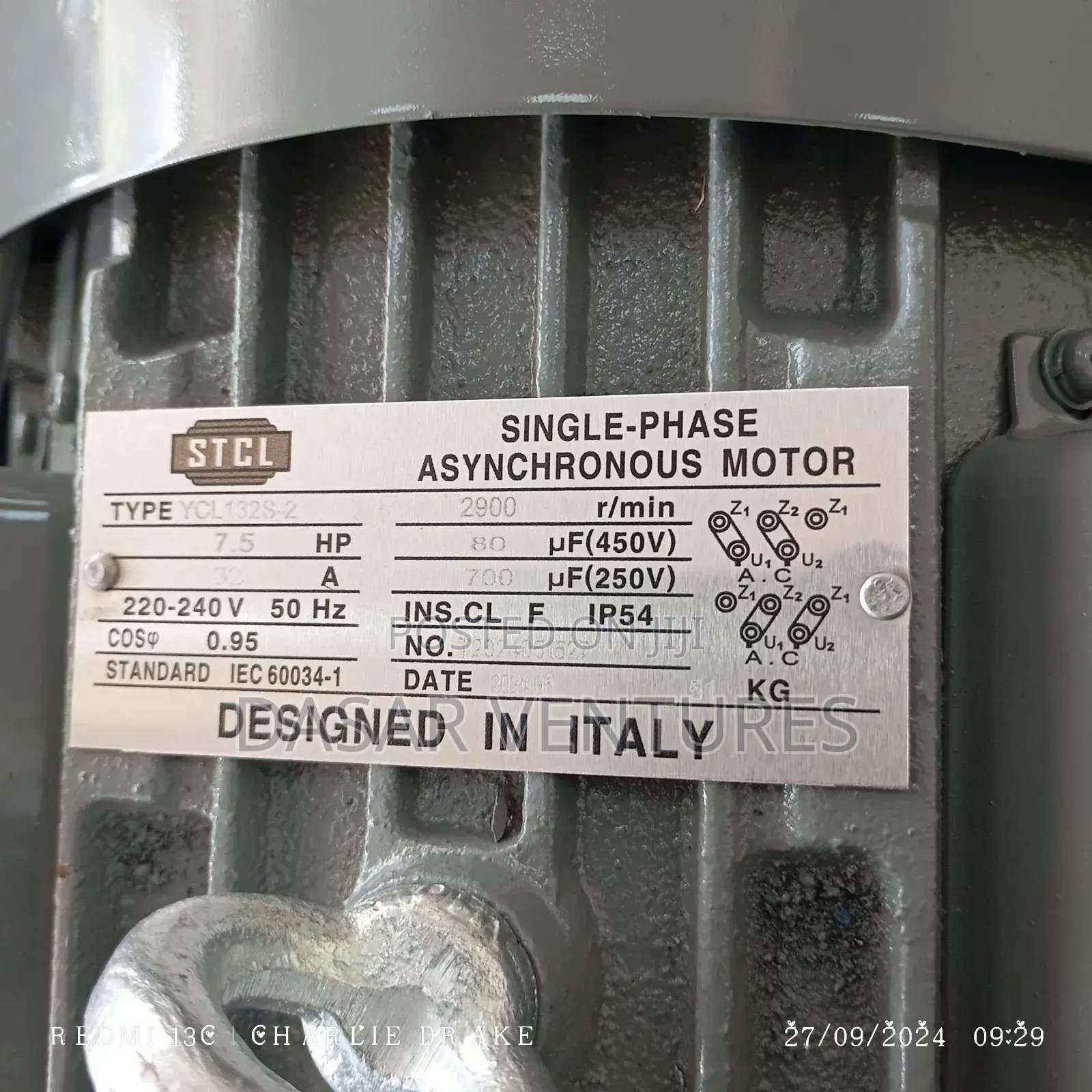7.5 Hp Motor , Single Phase, High Speed