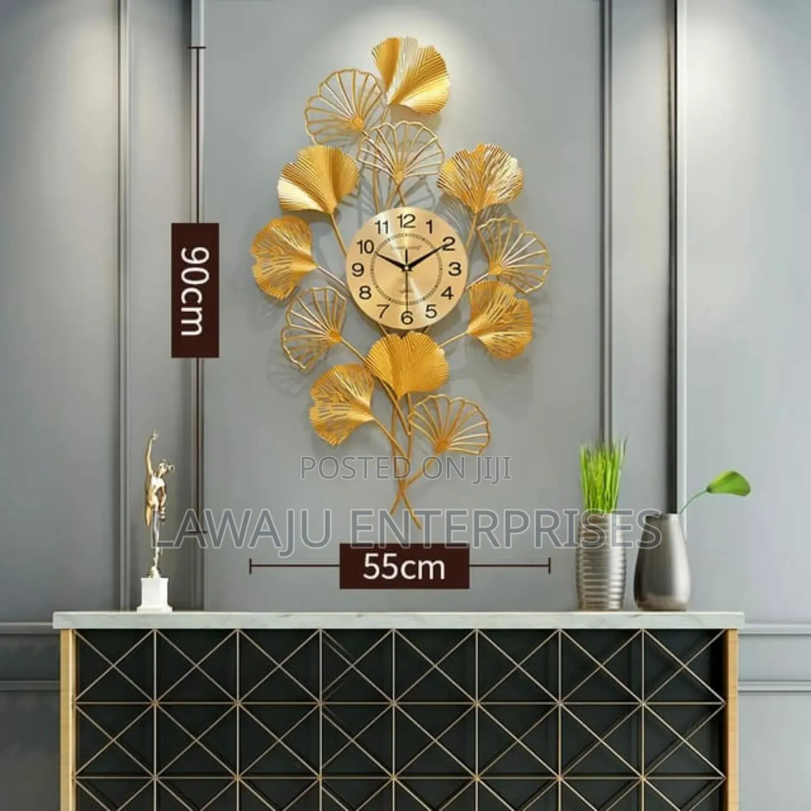Rought Iron Leaf Modern Wall Clock