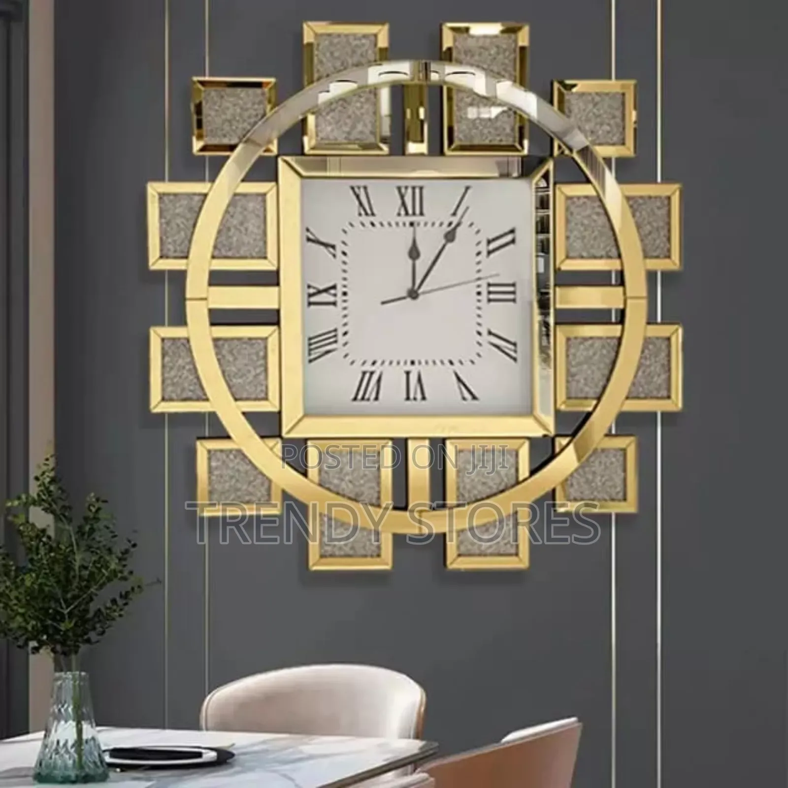 Classy Mirrored Gold Wall Clock