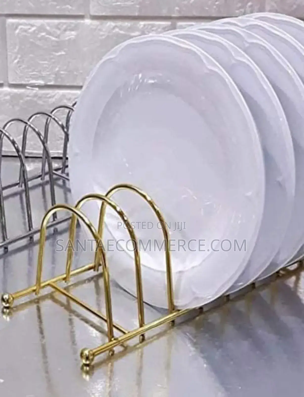 Elegant 7 Slot Gold Coated Plate Stand