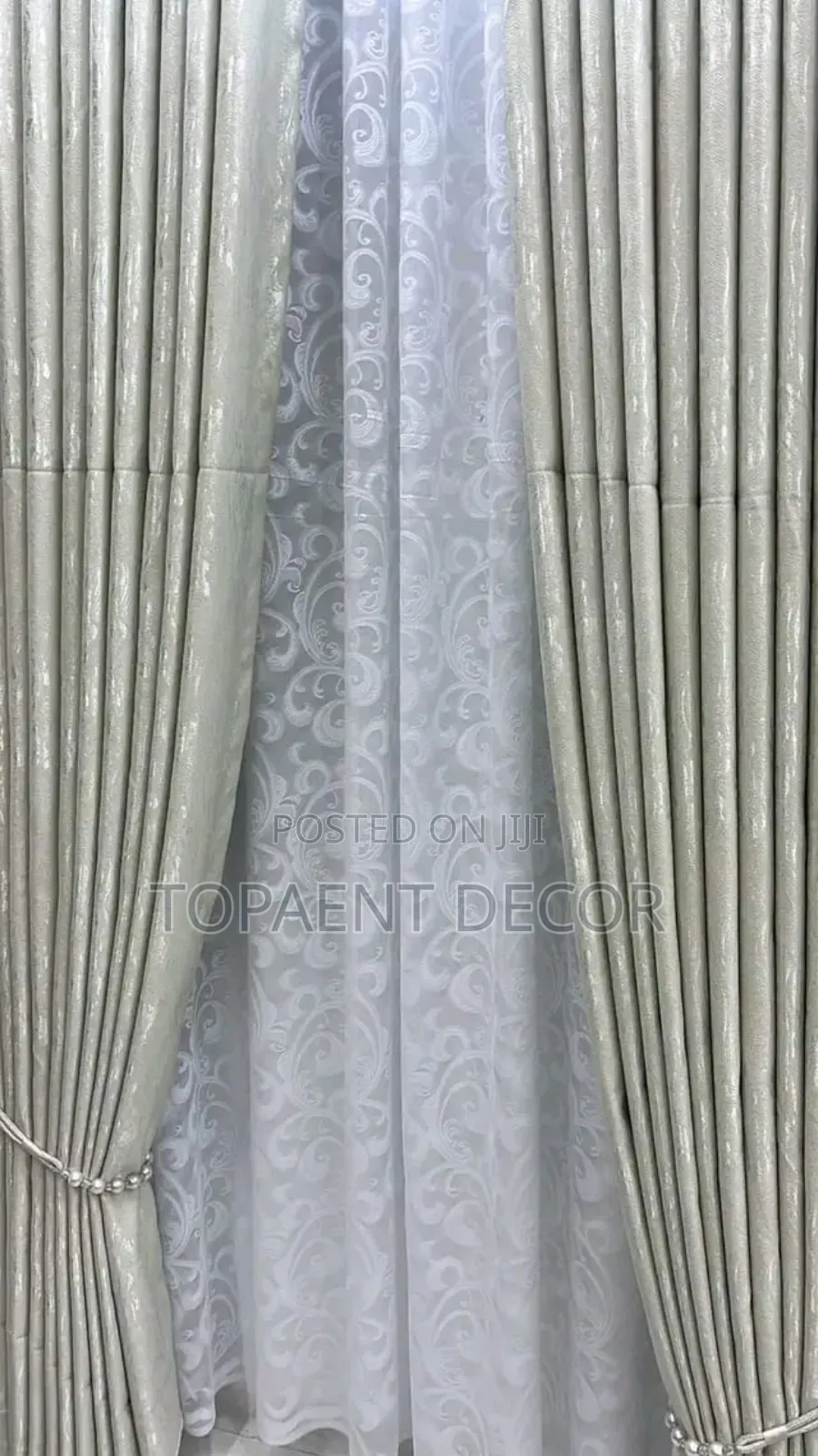 Cream Window Curtains and White Sheers