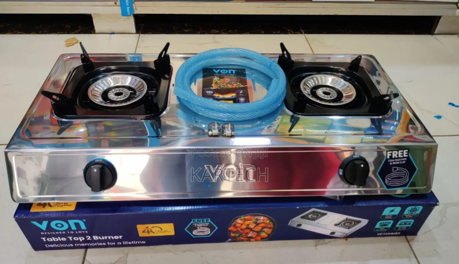 Von 2 Burner Stainless Steel With Pipe and Clips