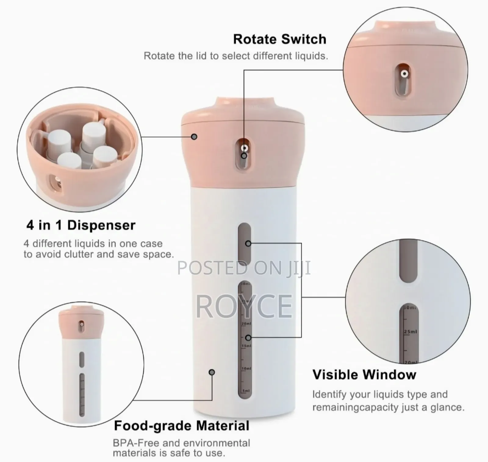 4 In 1 Refillable Travel Dispenser Bottle