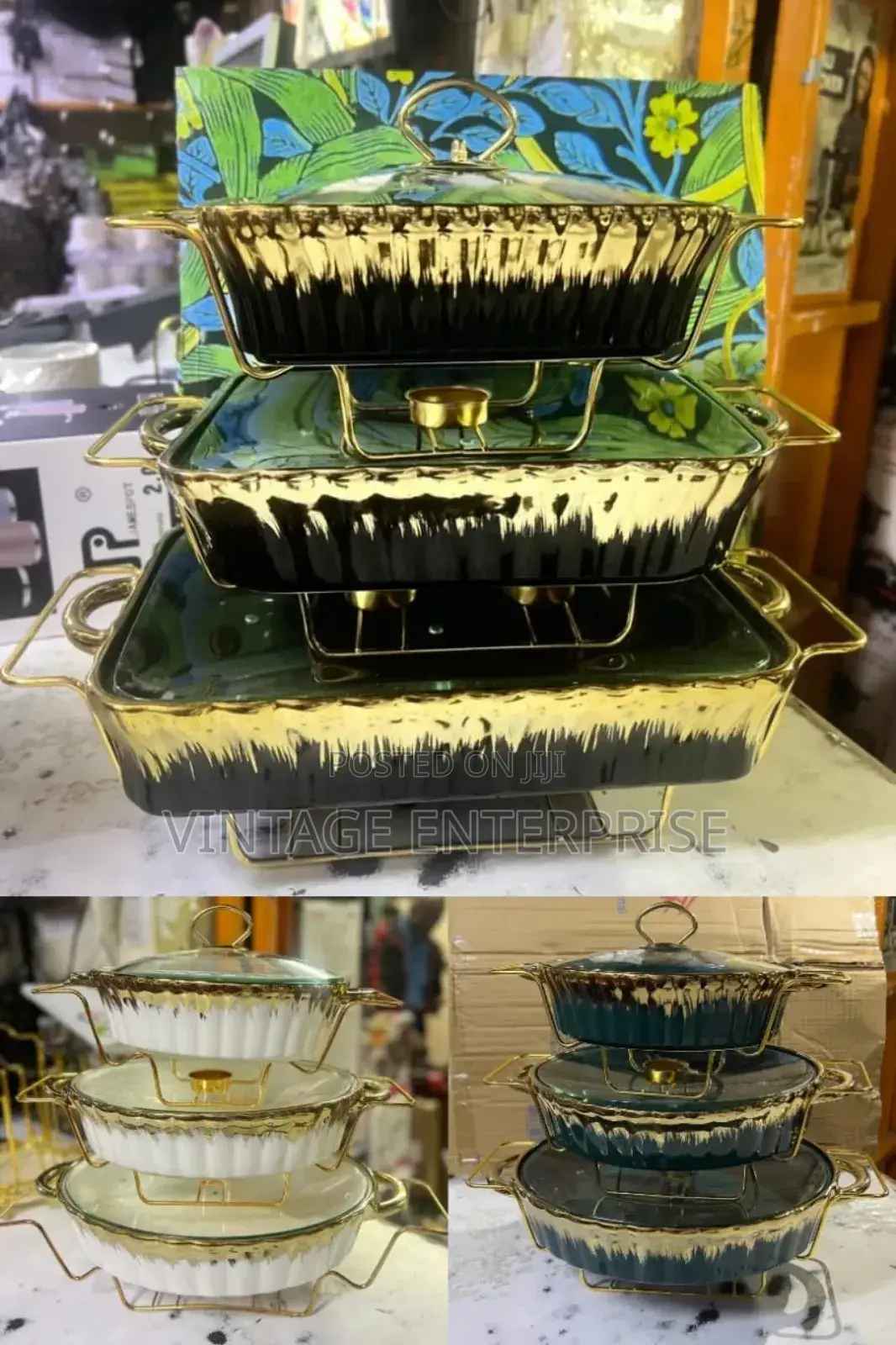 3pcs Ceramic Chaffing Dishes