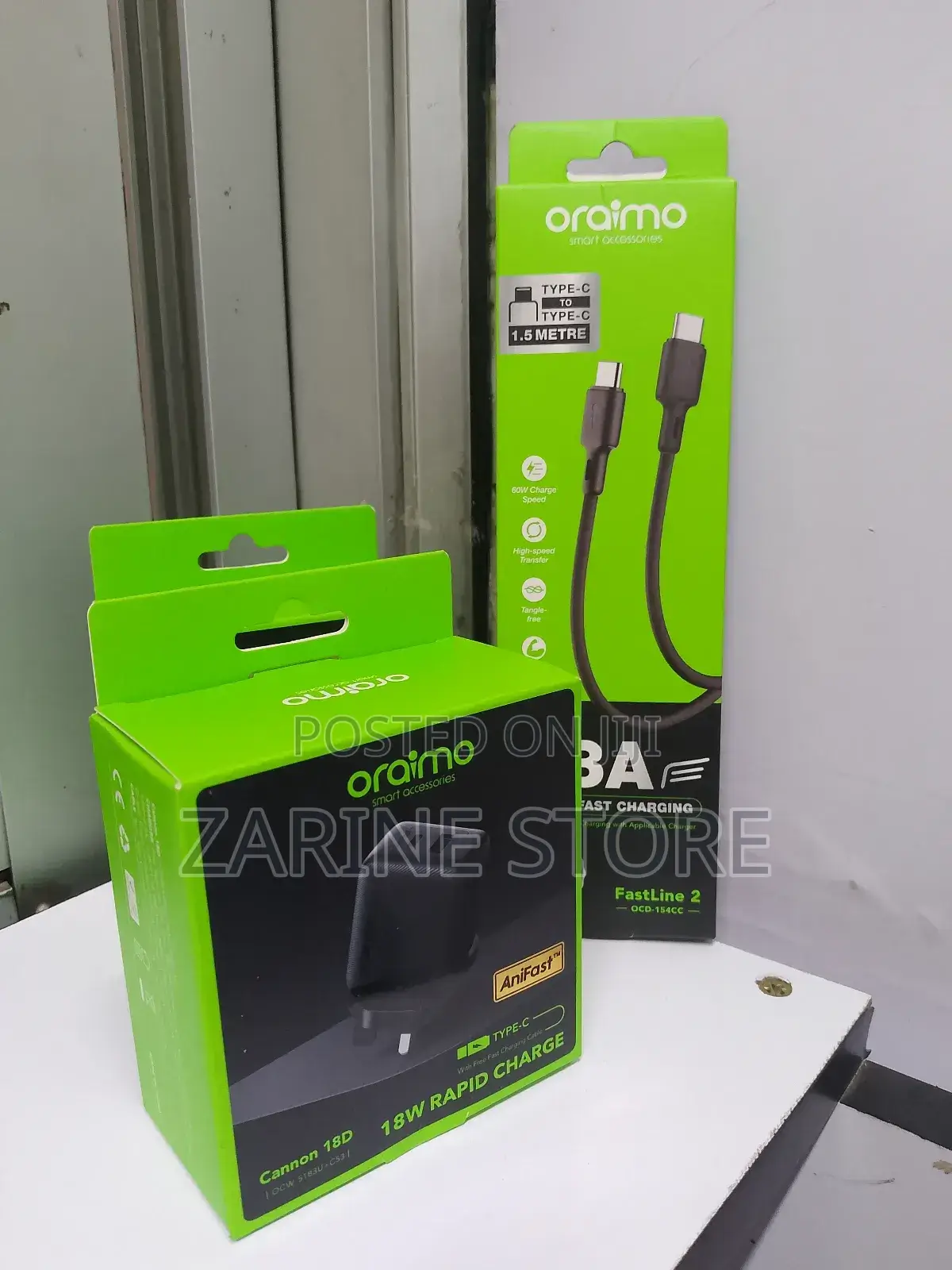 Oraimo Power Adapter With Usb Type C Port. Cable 1.5m Long