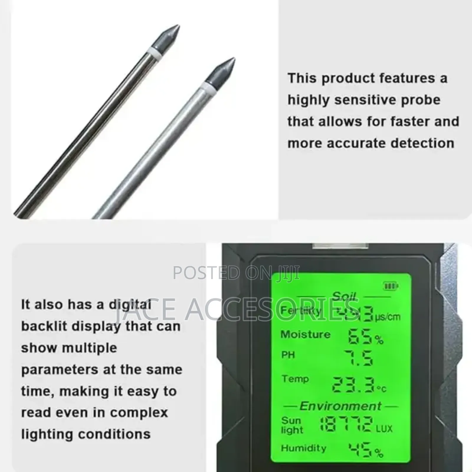 Soil Parameter Meter 6 in 1,Ph, Fertility