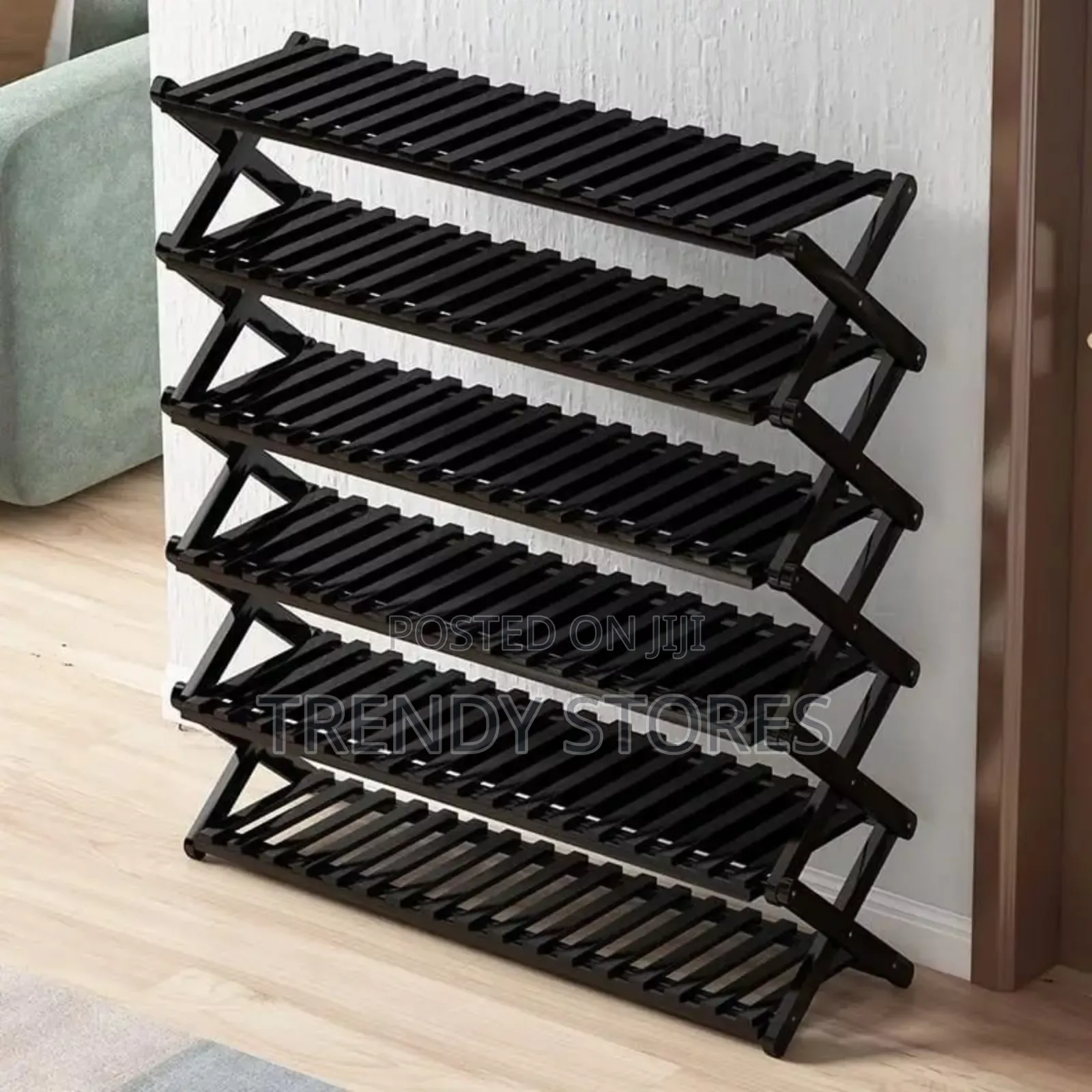 Black Bamboo Shoe Rack Stand