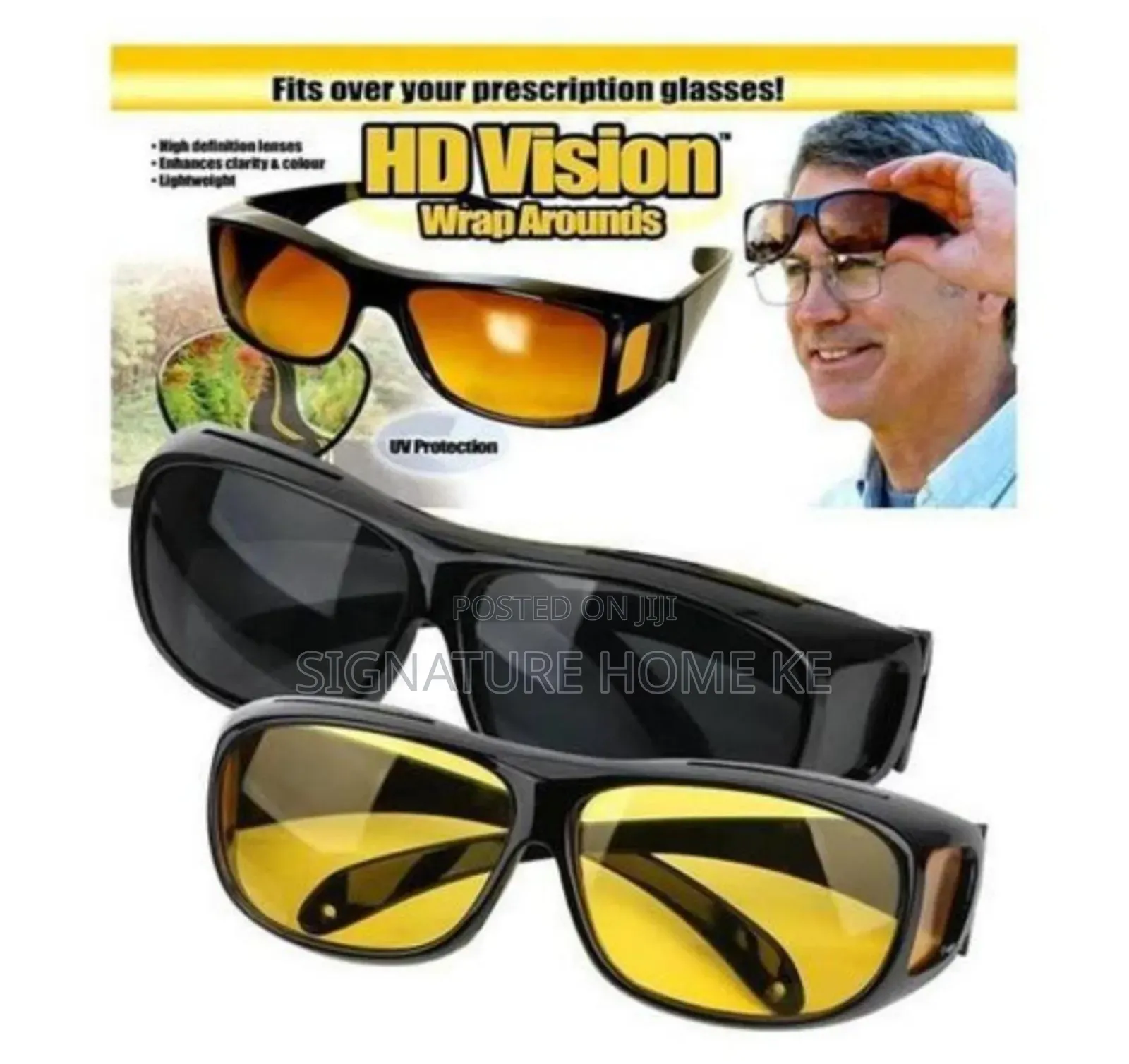 2pcs Dark Coloured Anti Glare Night Vision Driver Goggles