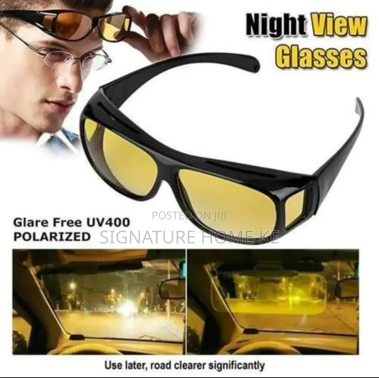 2pcs Dark Coloured Anti Glare Night Vision Driver Goggles