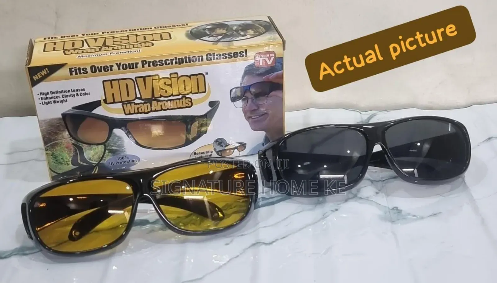 2pcs Dark Coloured Anti Glare Night Vision Driver Goggles