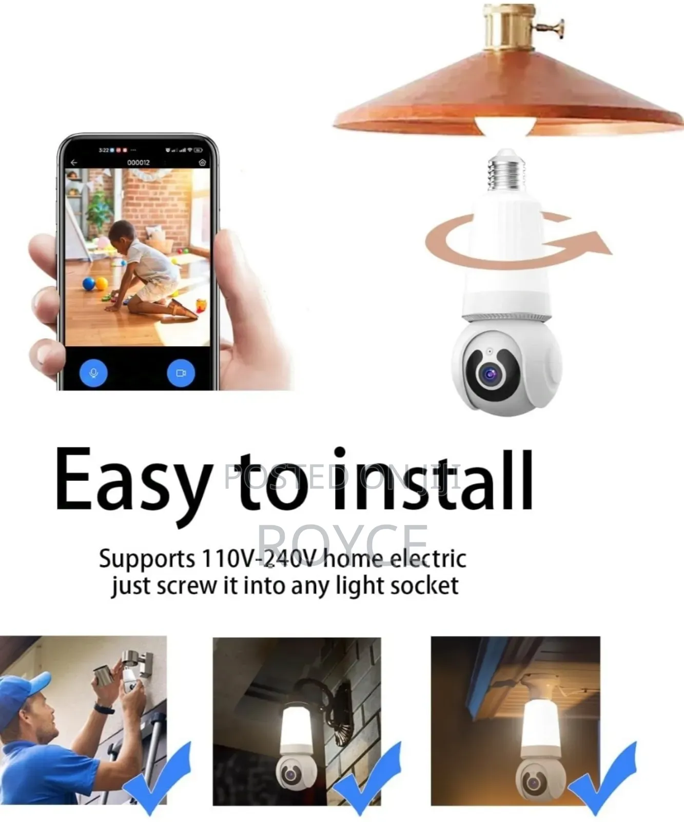 Auto-Rotating Wifi Camera Bulb