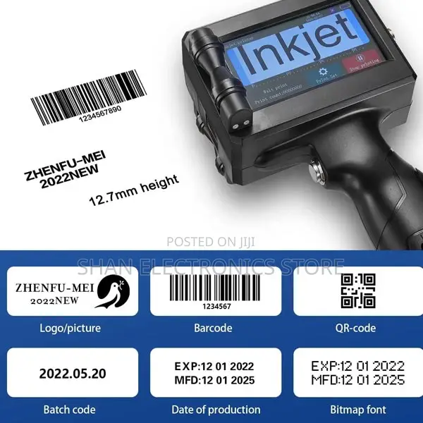Date Code Barcode Logo at Handheld Inkjet Batch Code Printer
