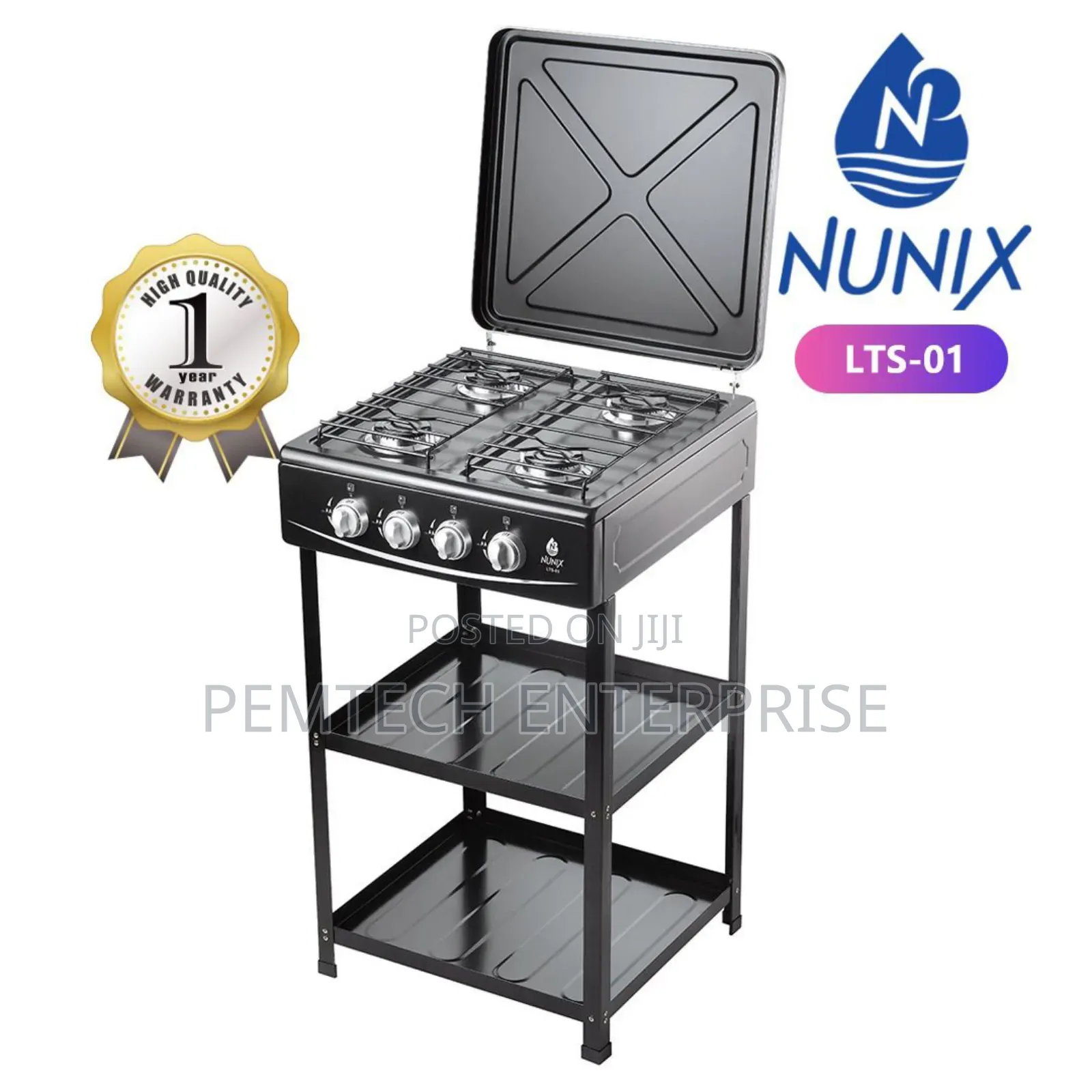 Nunix LTS-01 4-Gas Stand Cooker With Storage Shelves