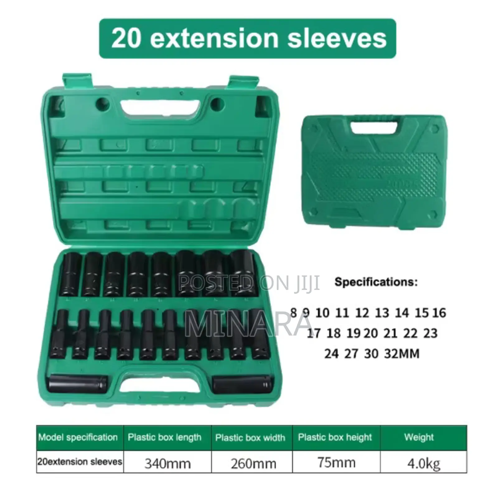 20 PCS Deep Impact Sockets Set, Auto Repair Sockets
