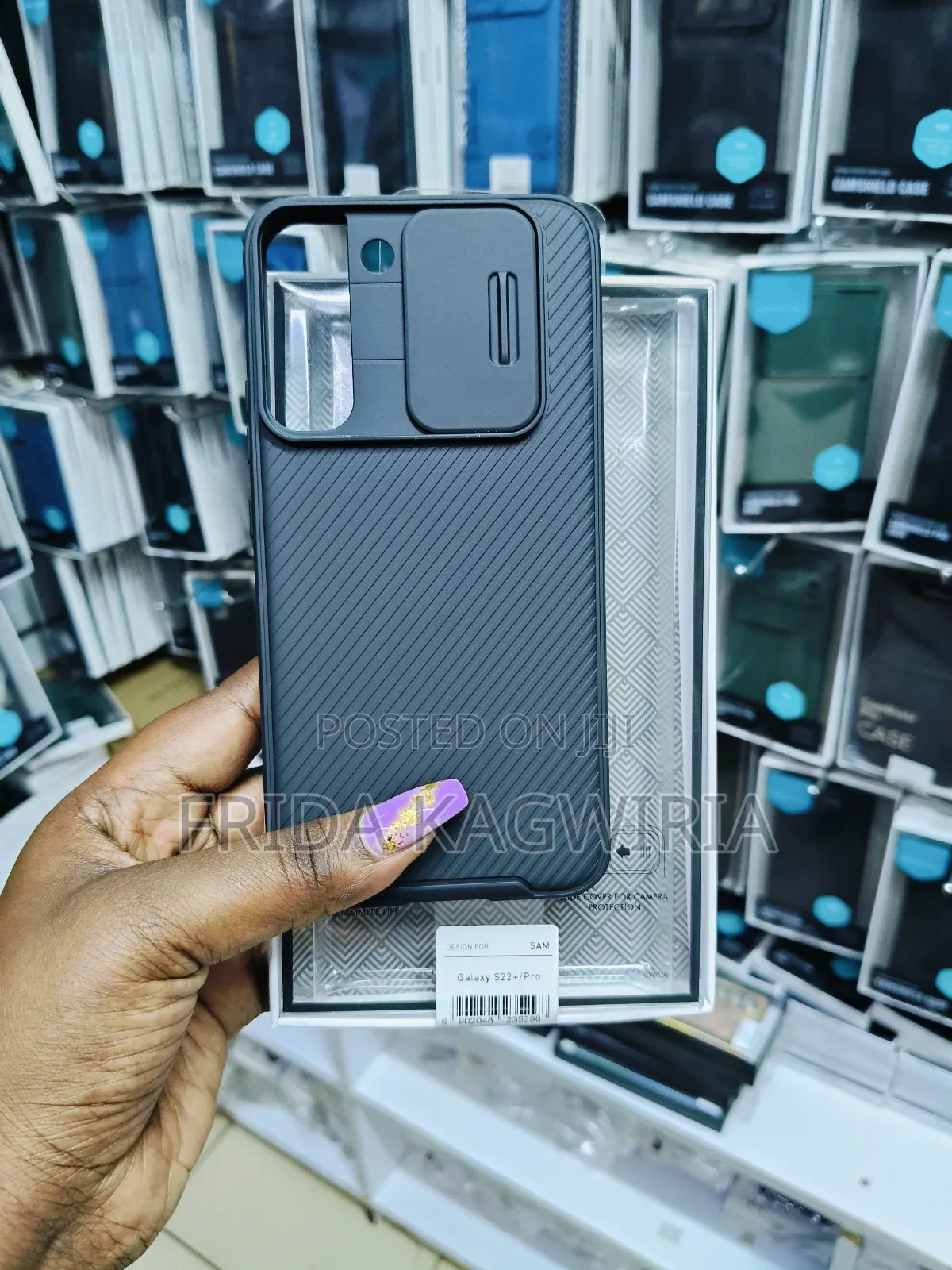 Black Nilkin Camshield Pro Back Case For Samsung S22+( Plus