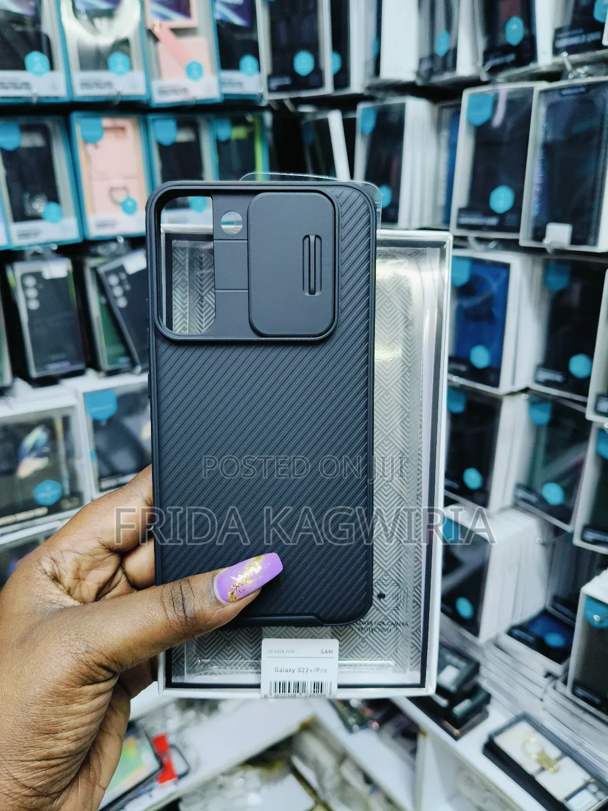 Black Nilkin Camshield Pro Back Case For Samsung S22+( Plus