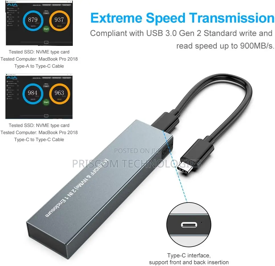 M.2 NVME SSD Enclosure Clip Type Aluminum NVME External Har