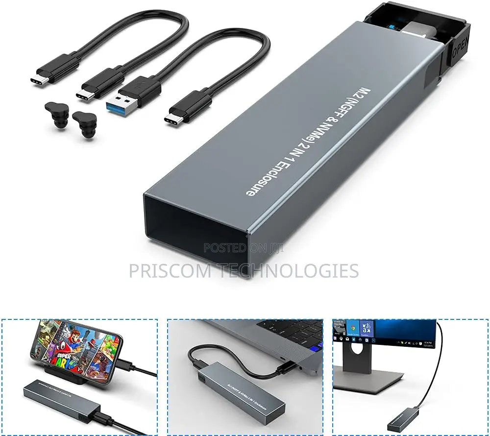 M.2 NVME SSD Enclosure Clip Type Aluminum NVME External Har