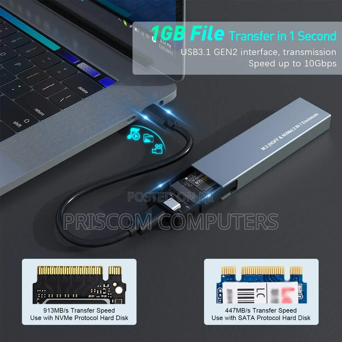 M2 SSD Enclosure, M.2 to USB 3.1 Gen 2 SSD Adapter