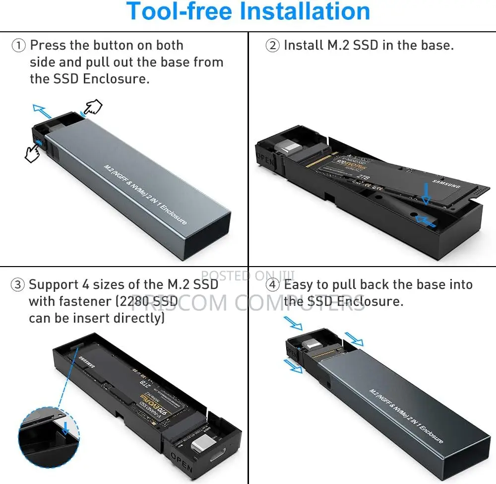 M2 SSD Enclosure, M.2 to USB 3.1 Gen 2 SSD Adapter