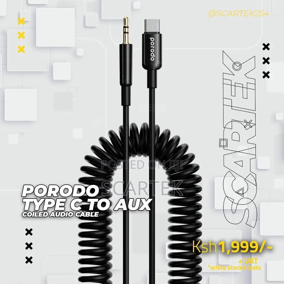 Porodo Aux to Type C Coiled Audio Cable