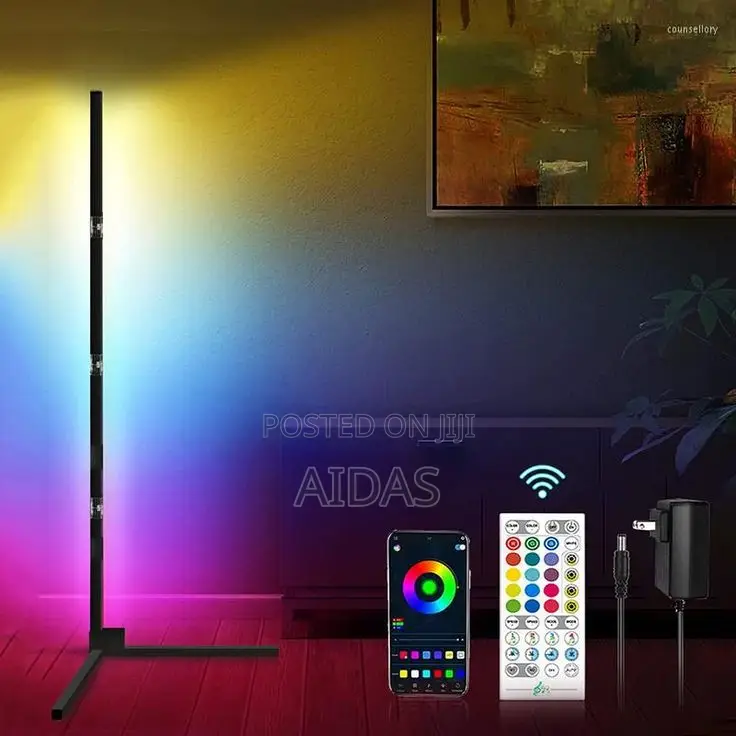 RGB LED Corner Floor Lamps for Living Room