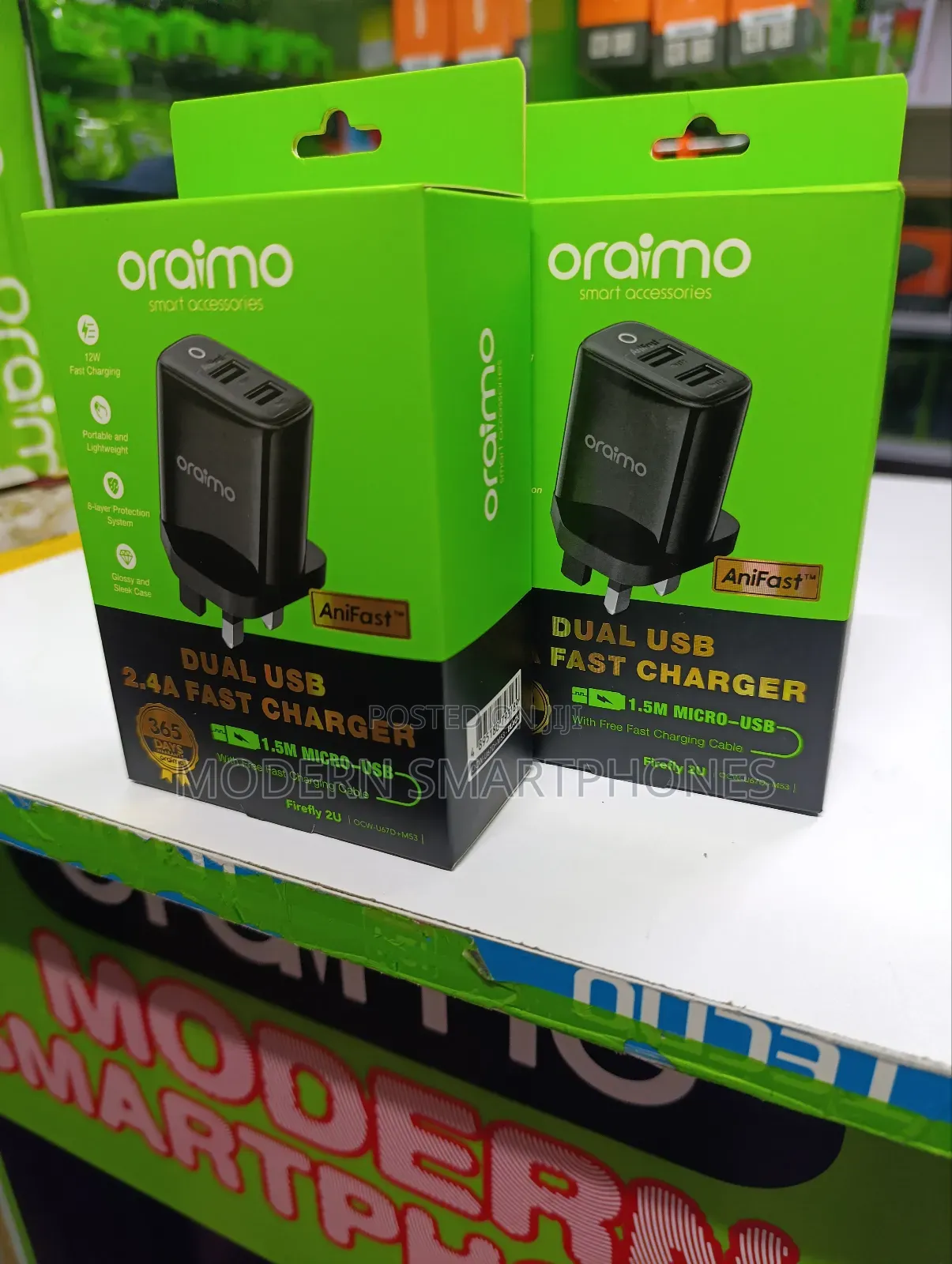 Oraimo Firefly 2U 12W Wall Charger Kit