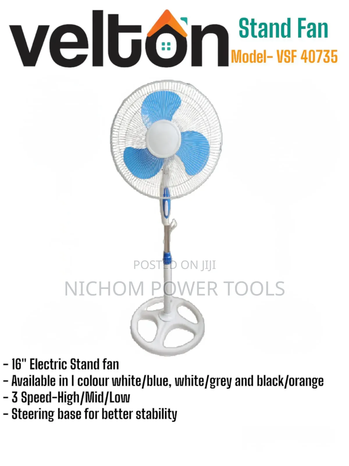 16" Velton Stand Fan/Electric Stand Fan