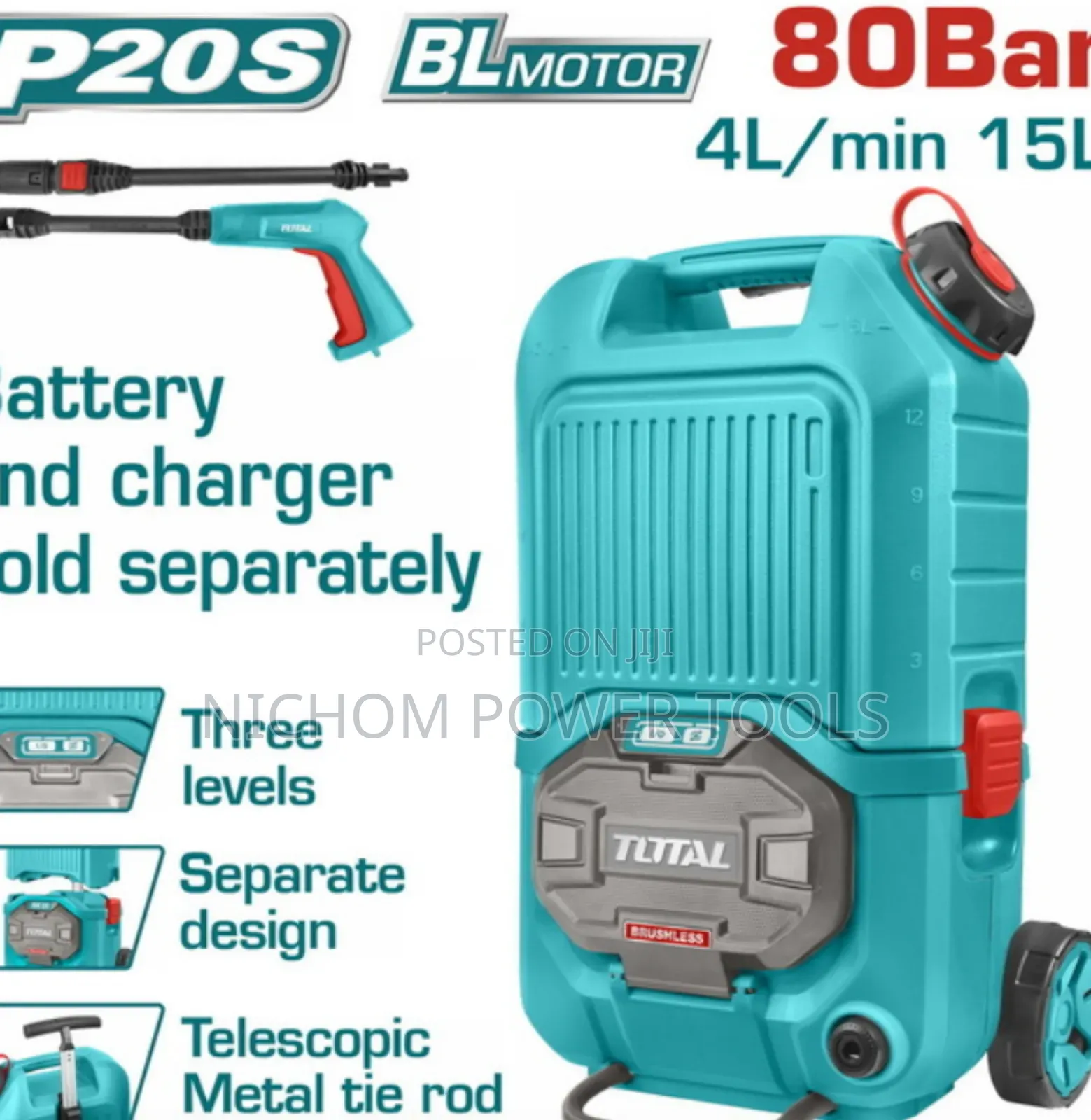 15L Total Cordless Pressure Washer 20v