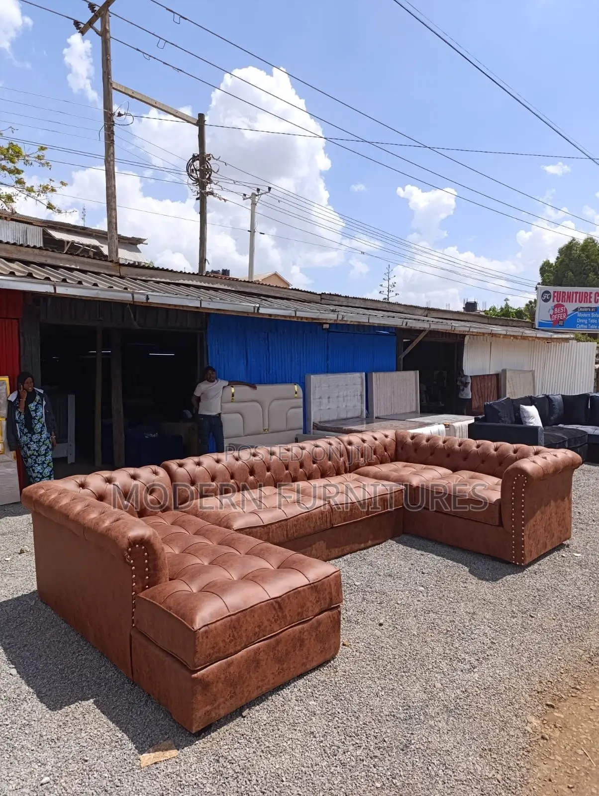 Elegant,Brown 9 Seater U-Shaped Sofa