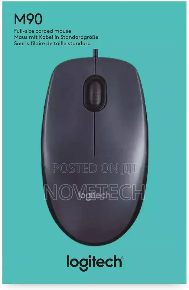 Logitech Corded Mouse M90 Black Wired USB Optical Tracking