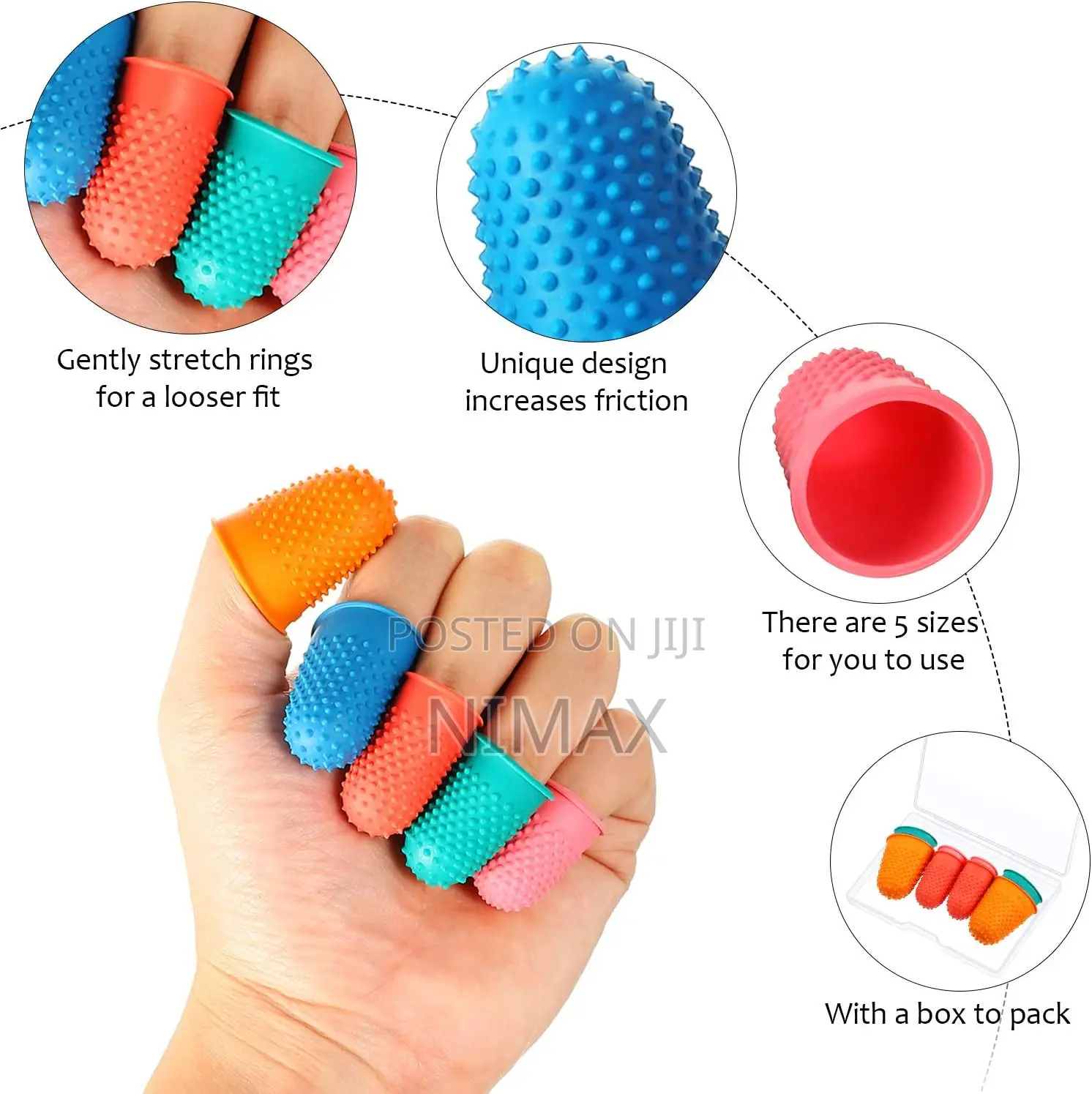 Thimbles 10 Pieces Rubber Finger Tips Assorted Sizes