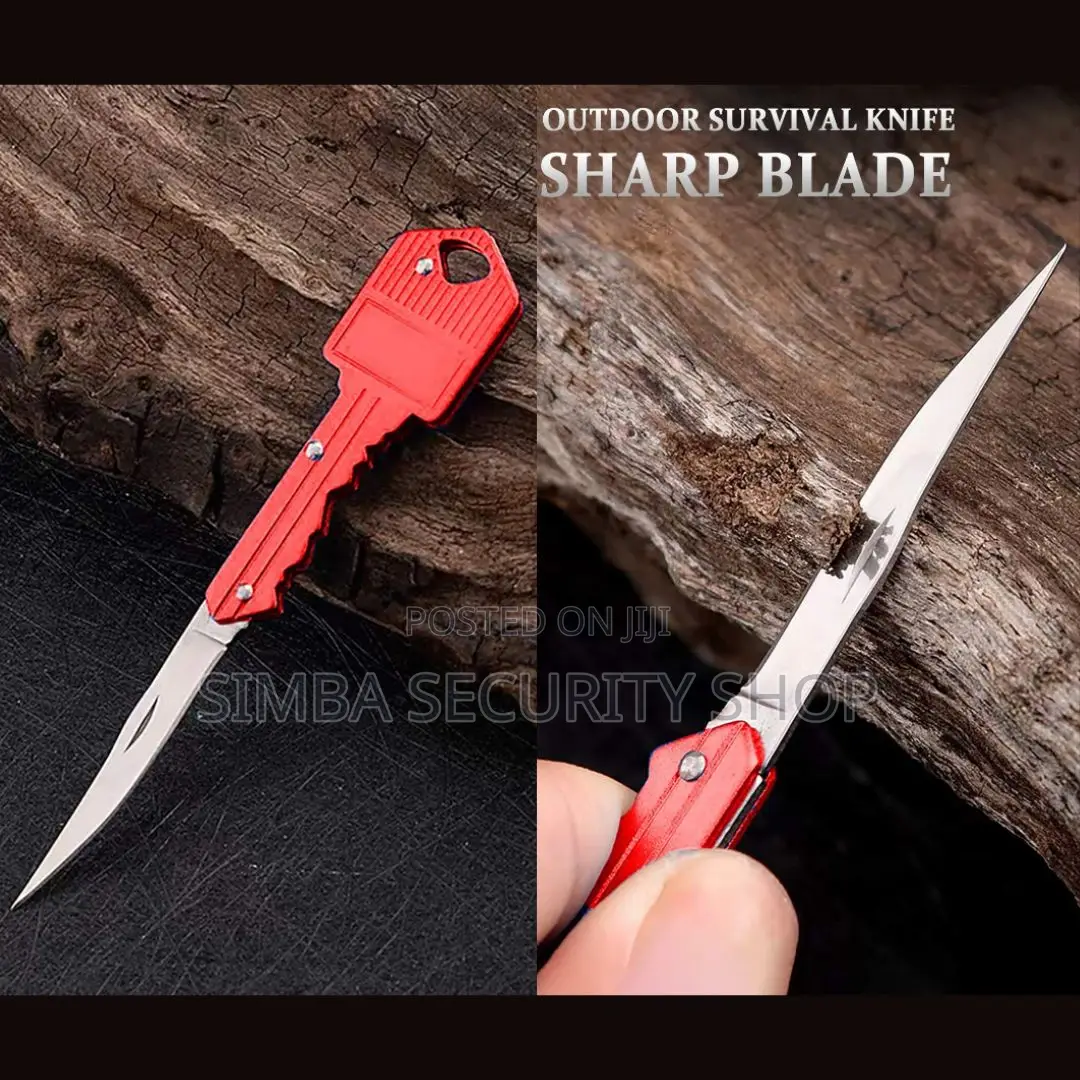 Hidden Key Knife Foldable Chain Holder Ring Pocket Camping
