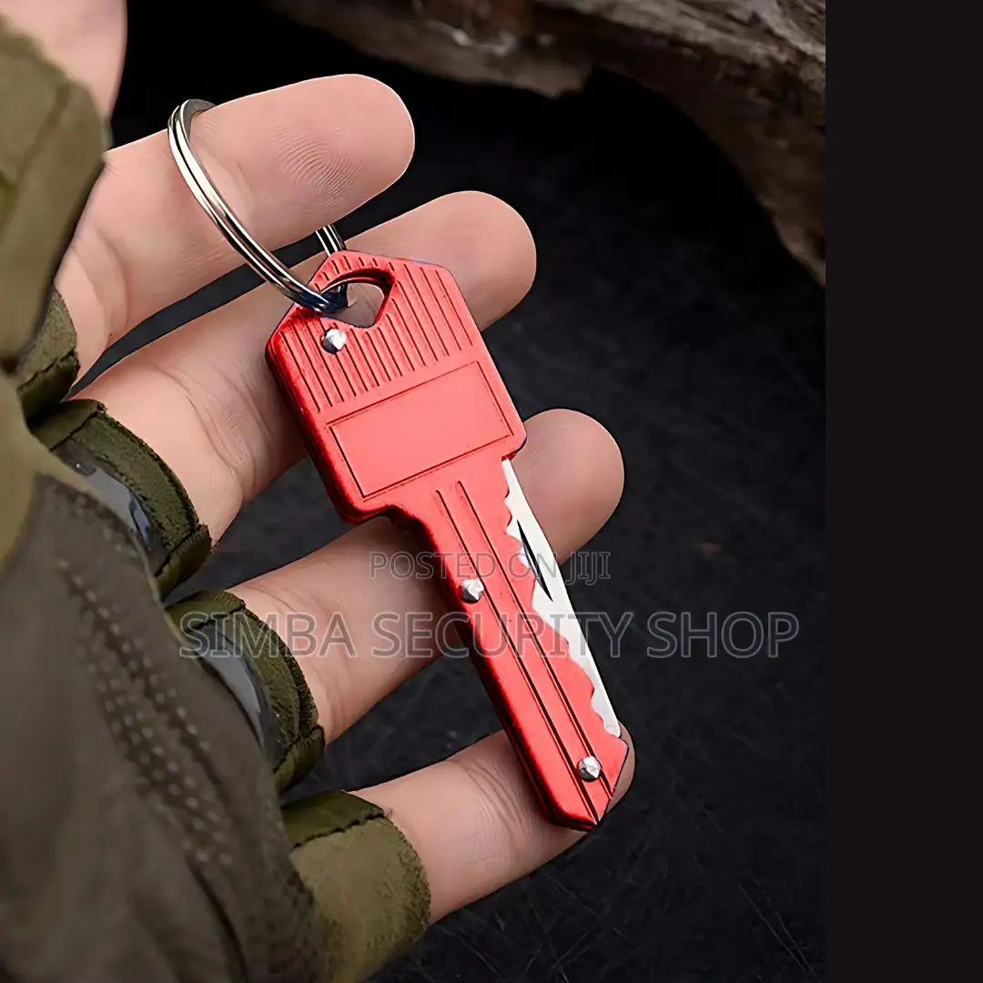 Hidden Key Knife Foldable Chain Holder Ring Pocket Camping