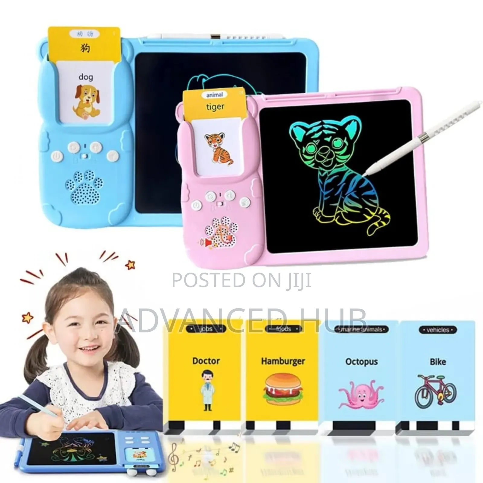 Writting Pad With a Card Reader.Rechargeable Educational Toy