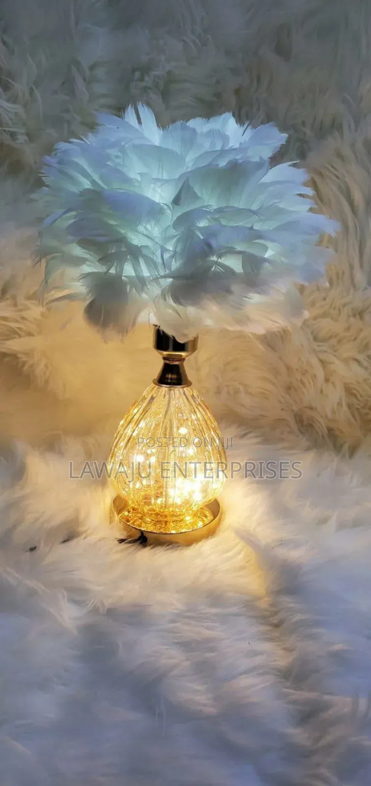 Turquoise Feather Table Lamp