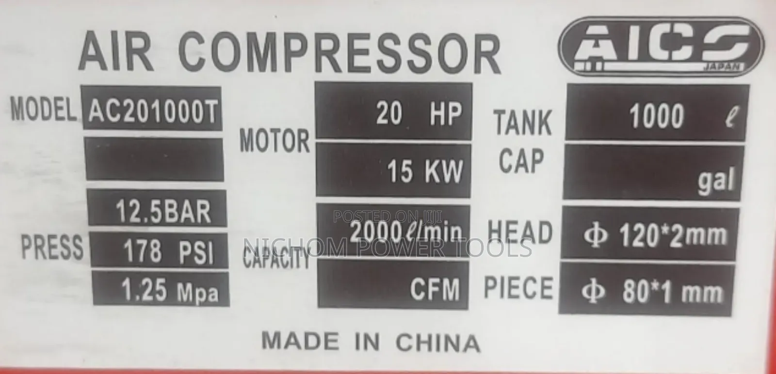 Quality Aico Japan Compressor Electric Belt Driven 1000ltrs