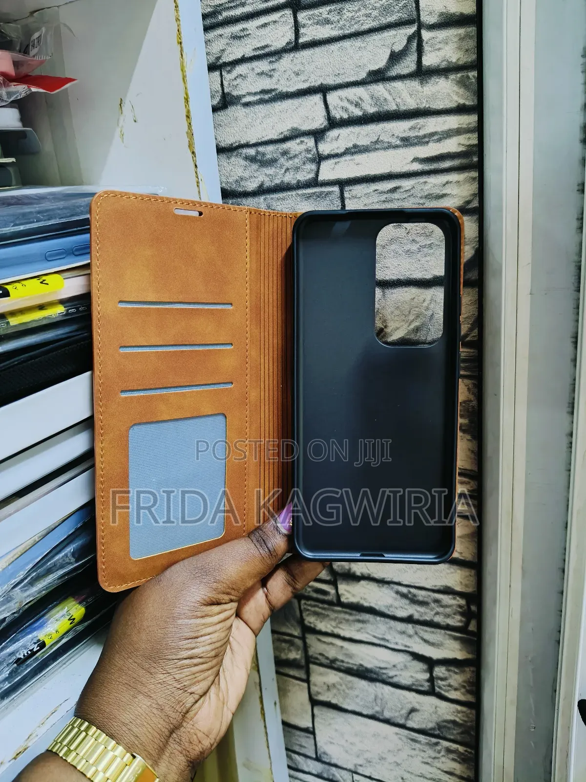 Brown Leather Flip Cover For Oppo Reno 12