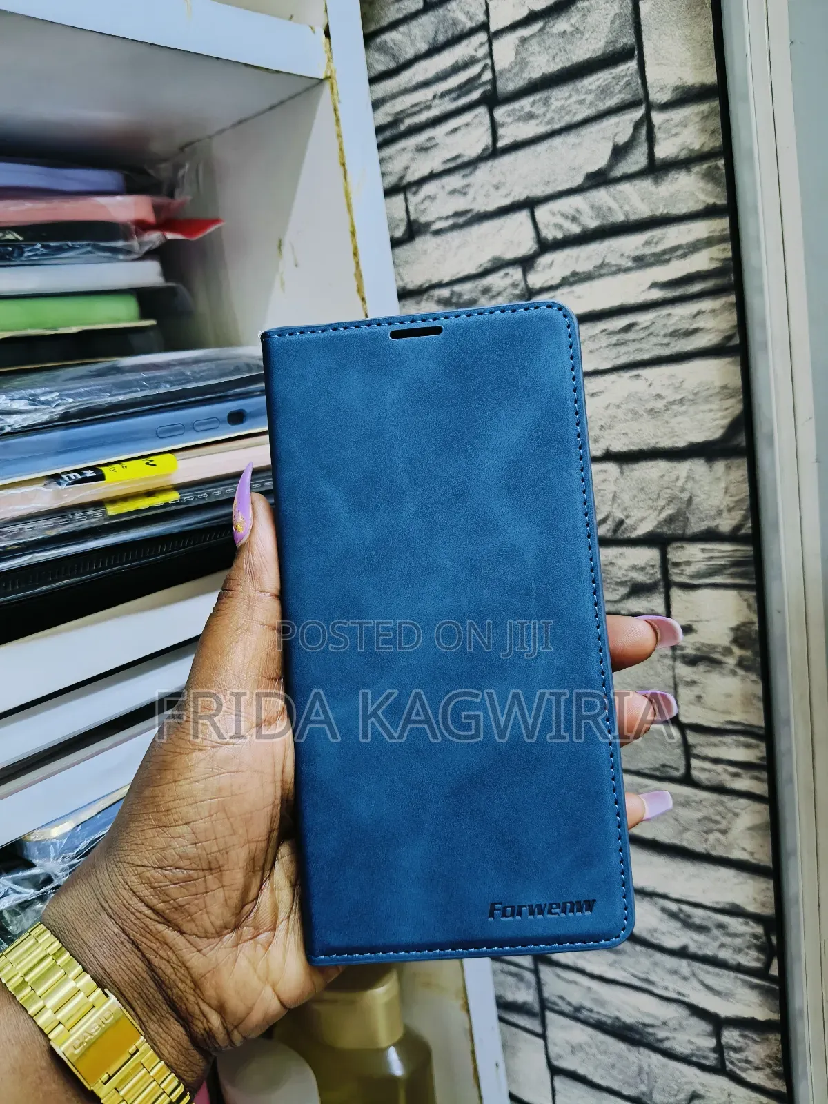 Oppo Reno 12 5g Blue Leather Flip Cover