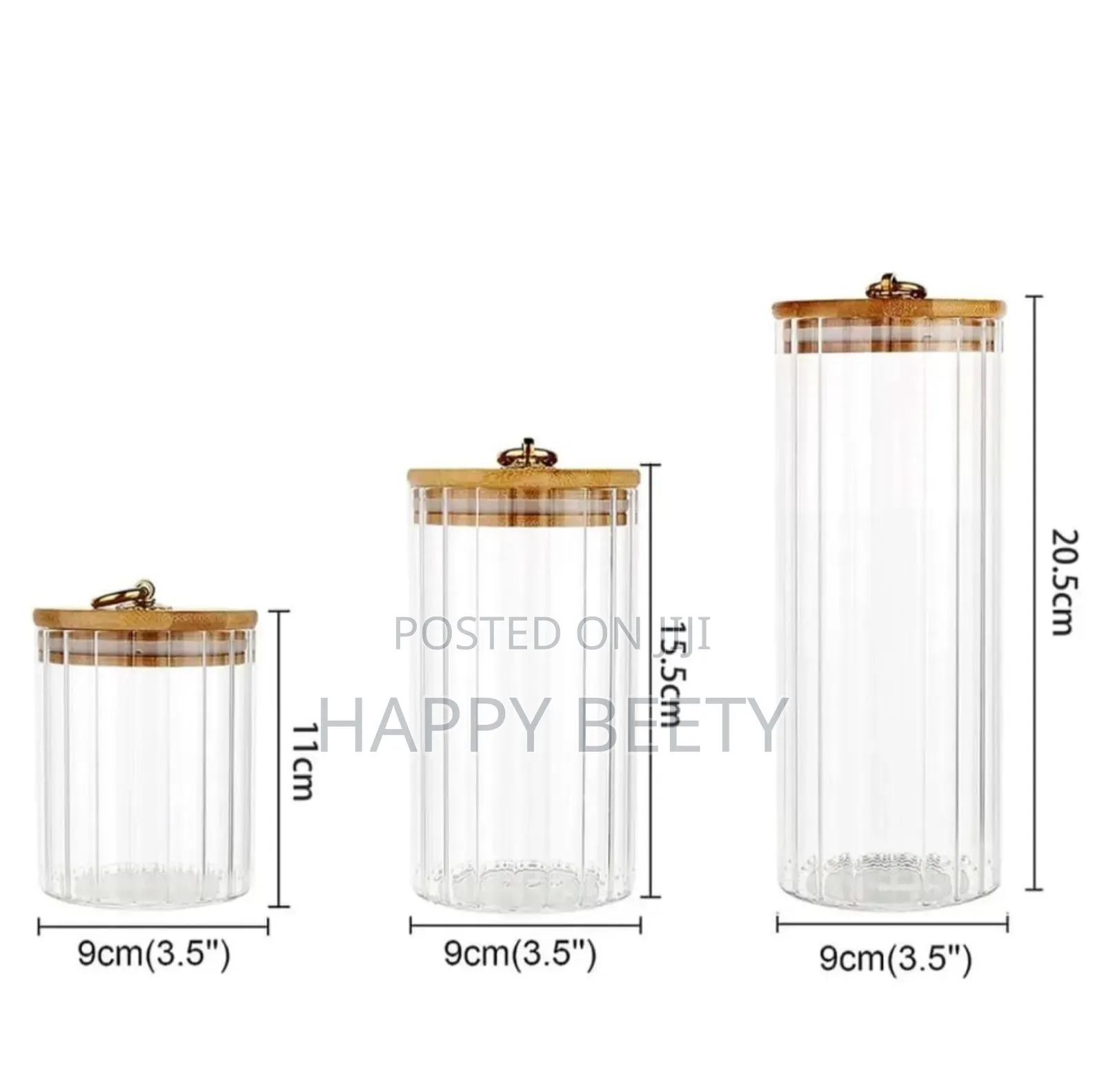 3pcs Set Glass Storage Jars With Bamboo Lids