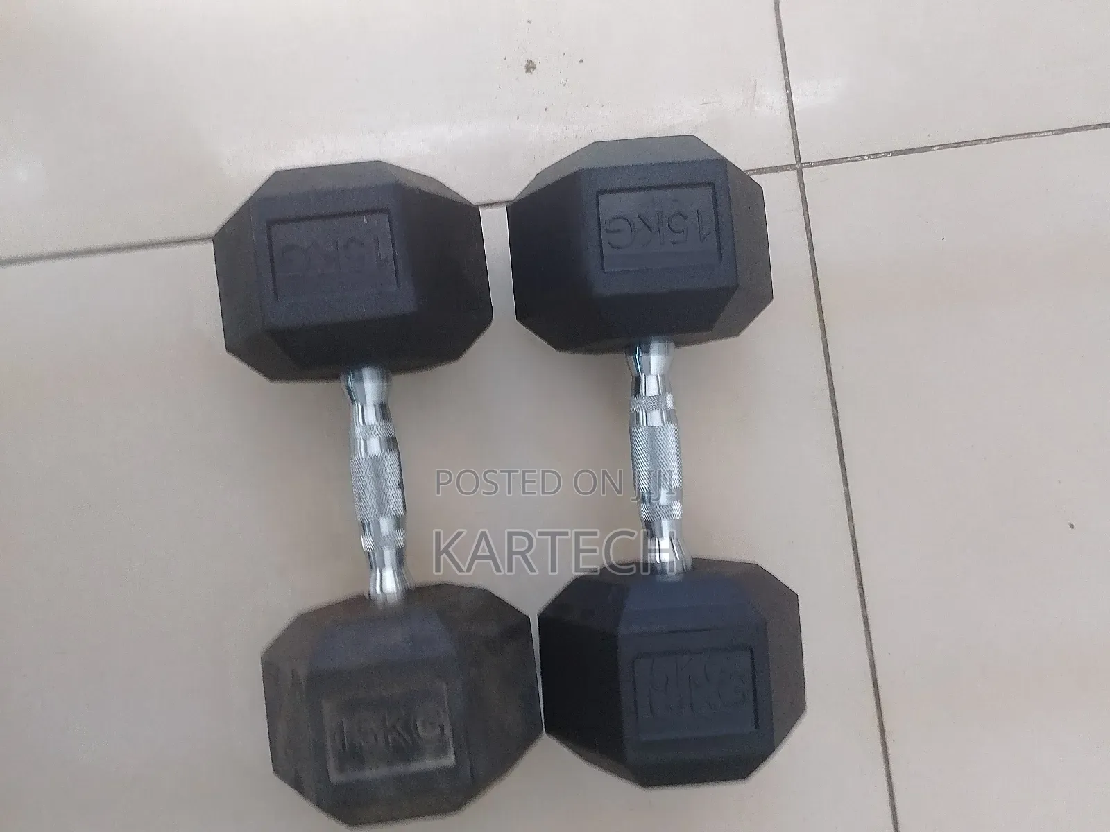 15kg Hexagonal Dumbbells (Per Hand)