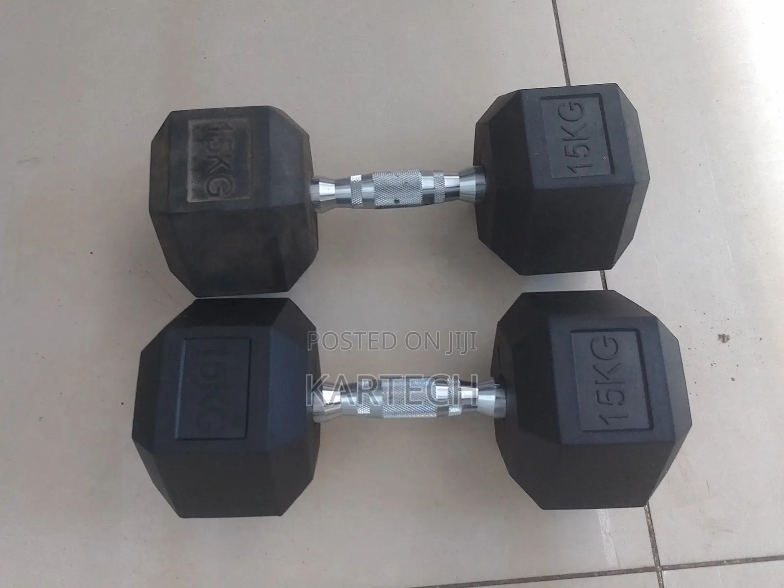 15kg Hexagonal Dumbbells Set Rubber Coated -Pair