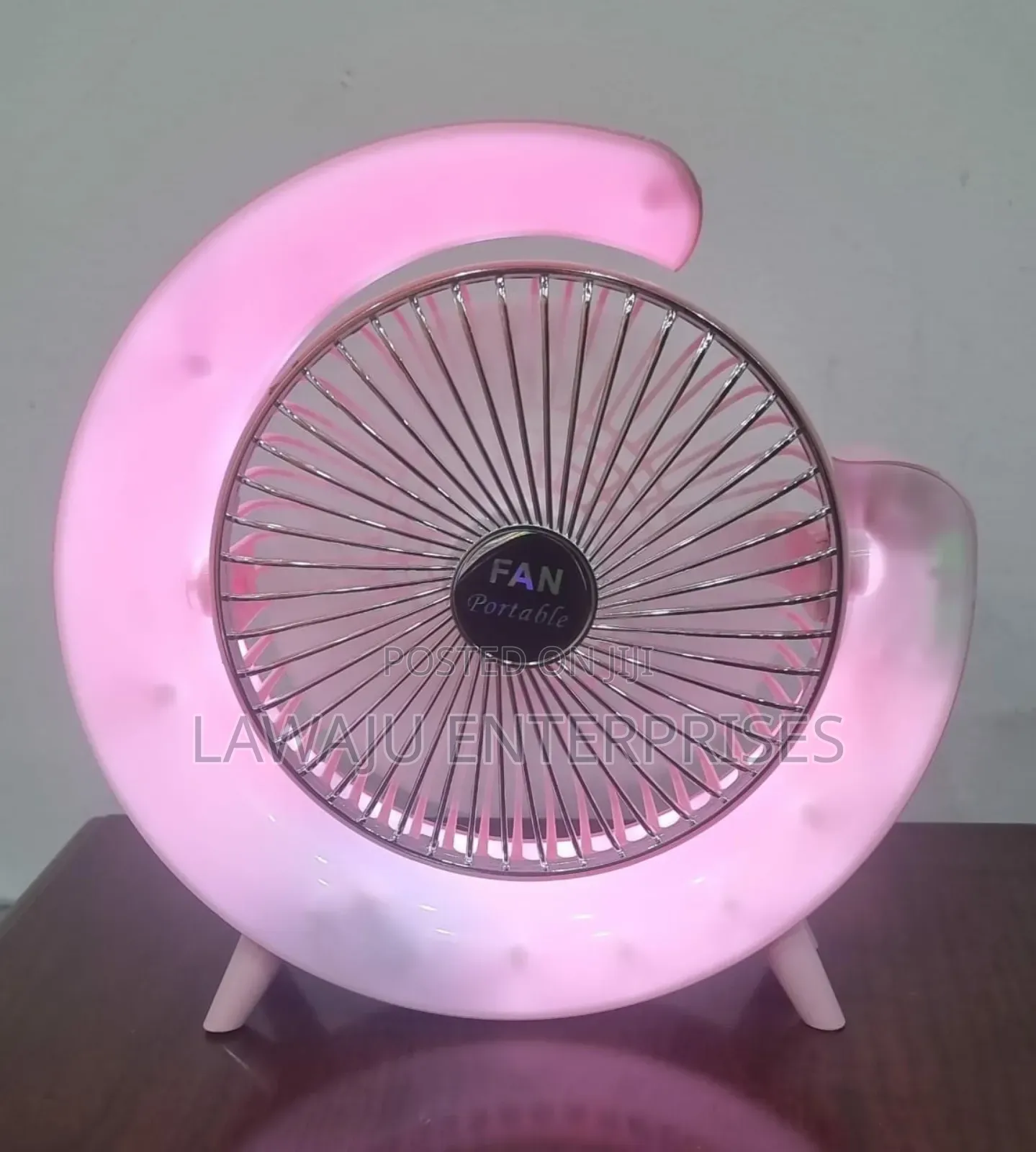 Pink Desktop Fan With Light