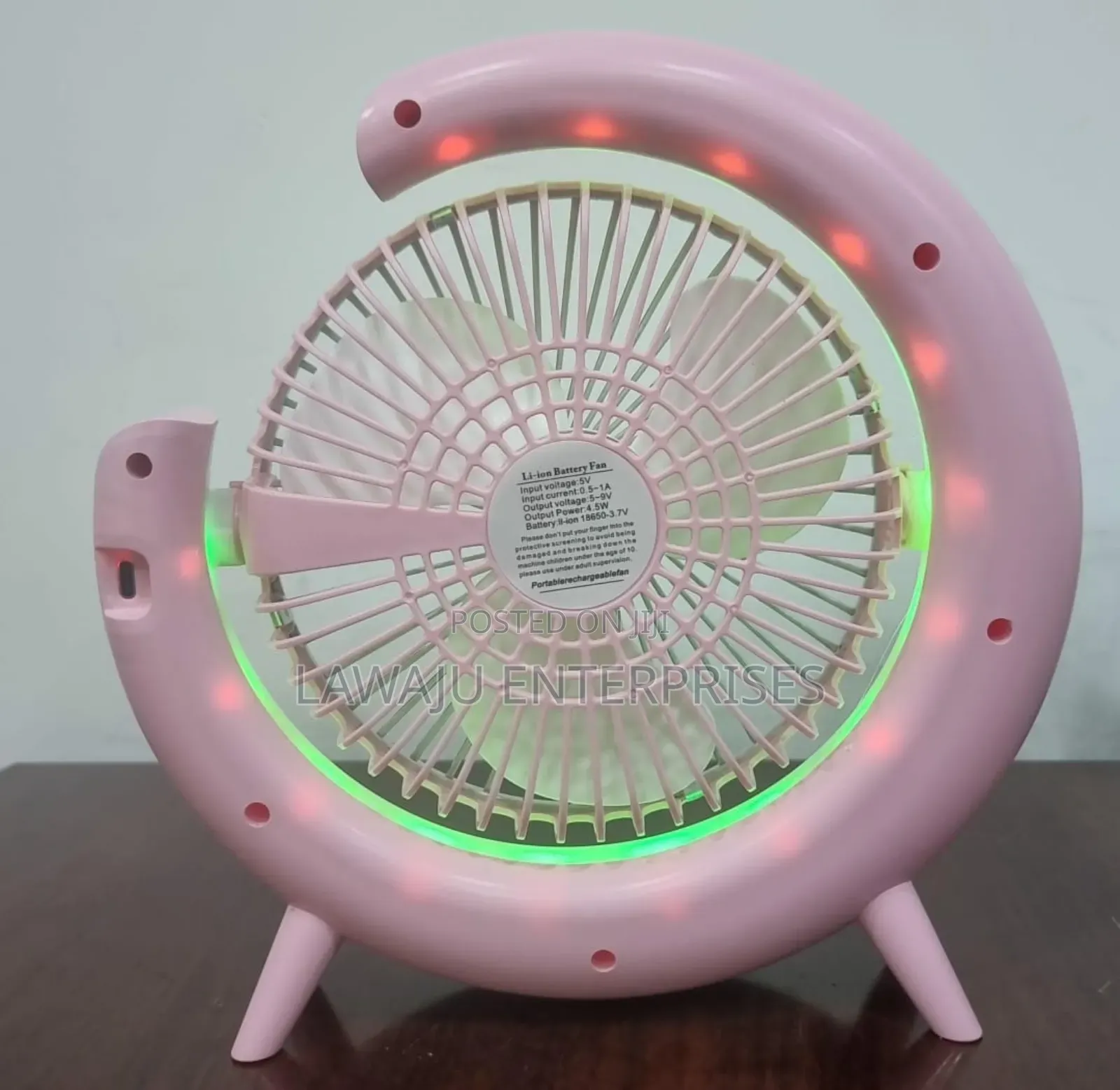 Pink Desktop Fan With Light