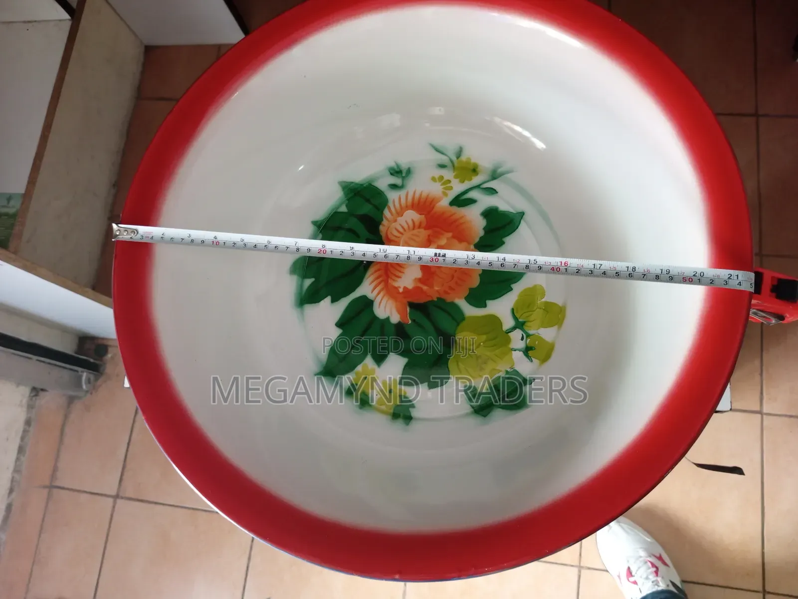Enamel Bowl 55 Cm /Big Enamel Basin /Dowry Rurachio Gift
